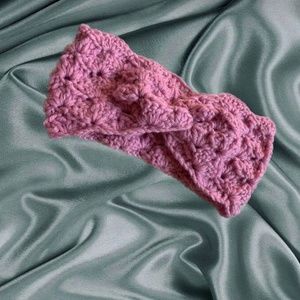 Handmade in pink crochet headband